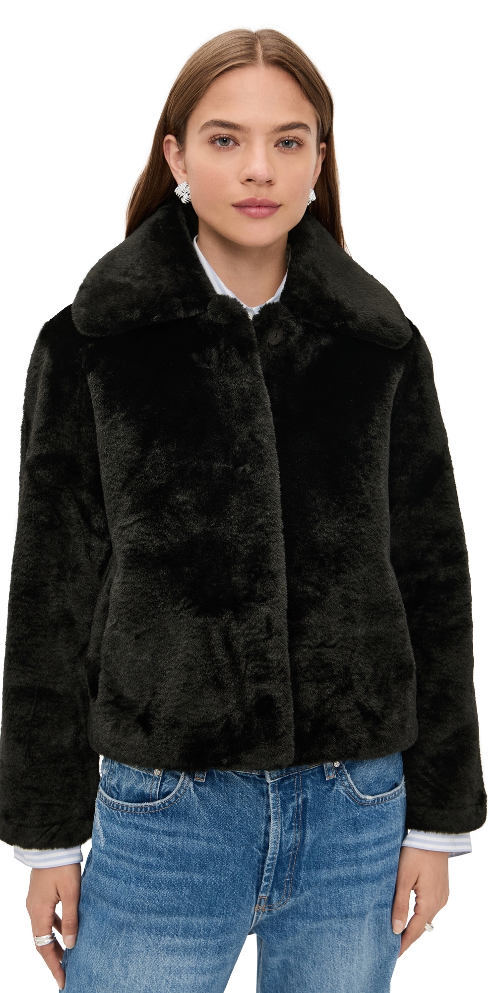 Apparis Elis Faux Fur Coat Noir In Black