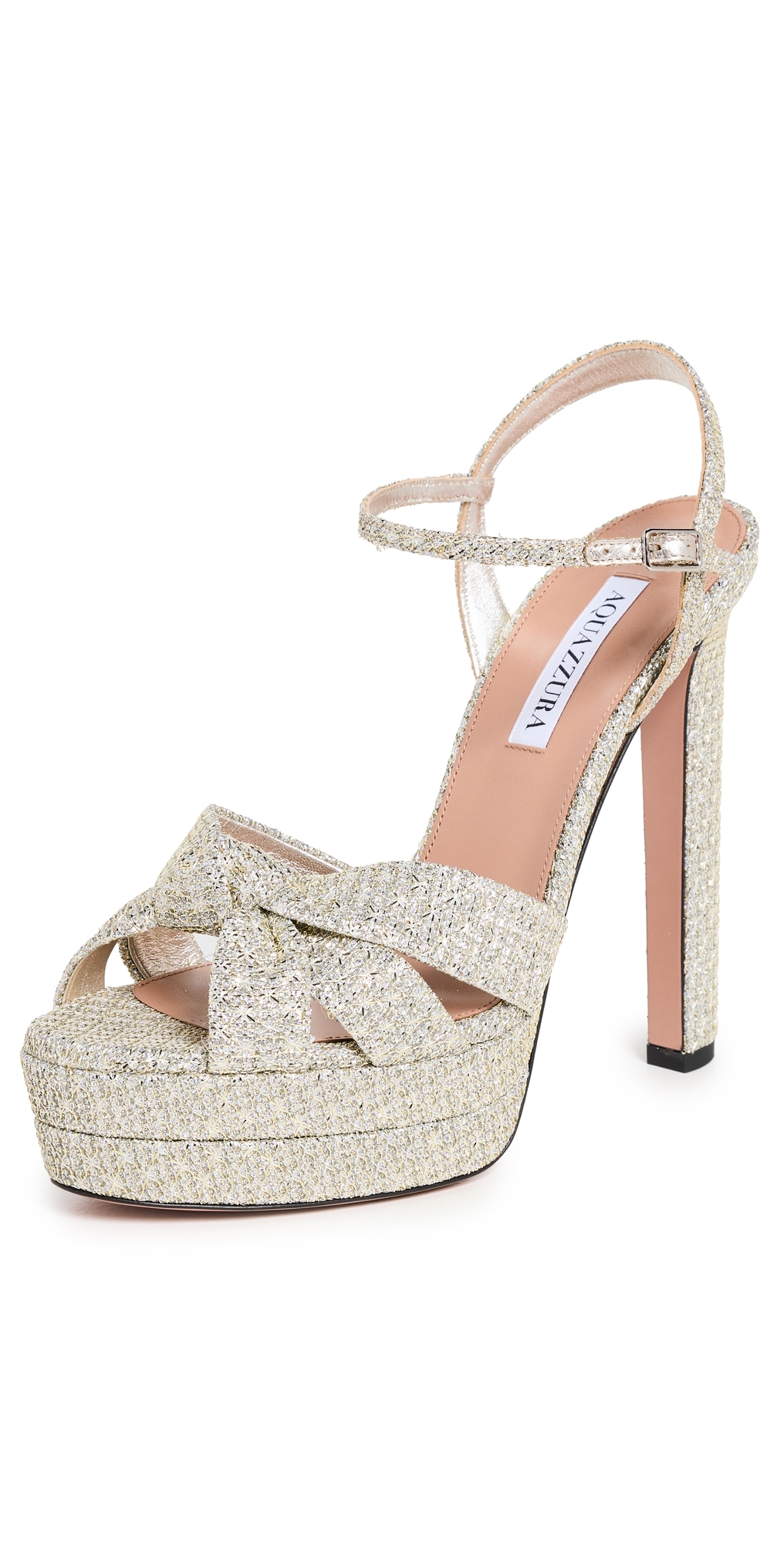 Aquazzura Nina Sandal Plateau 130 In Silver In Silver