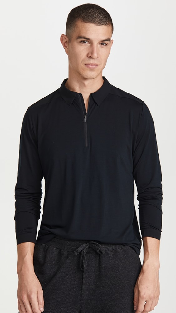 Frame Long Sleeve Zip Polo