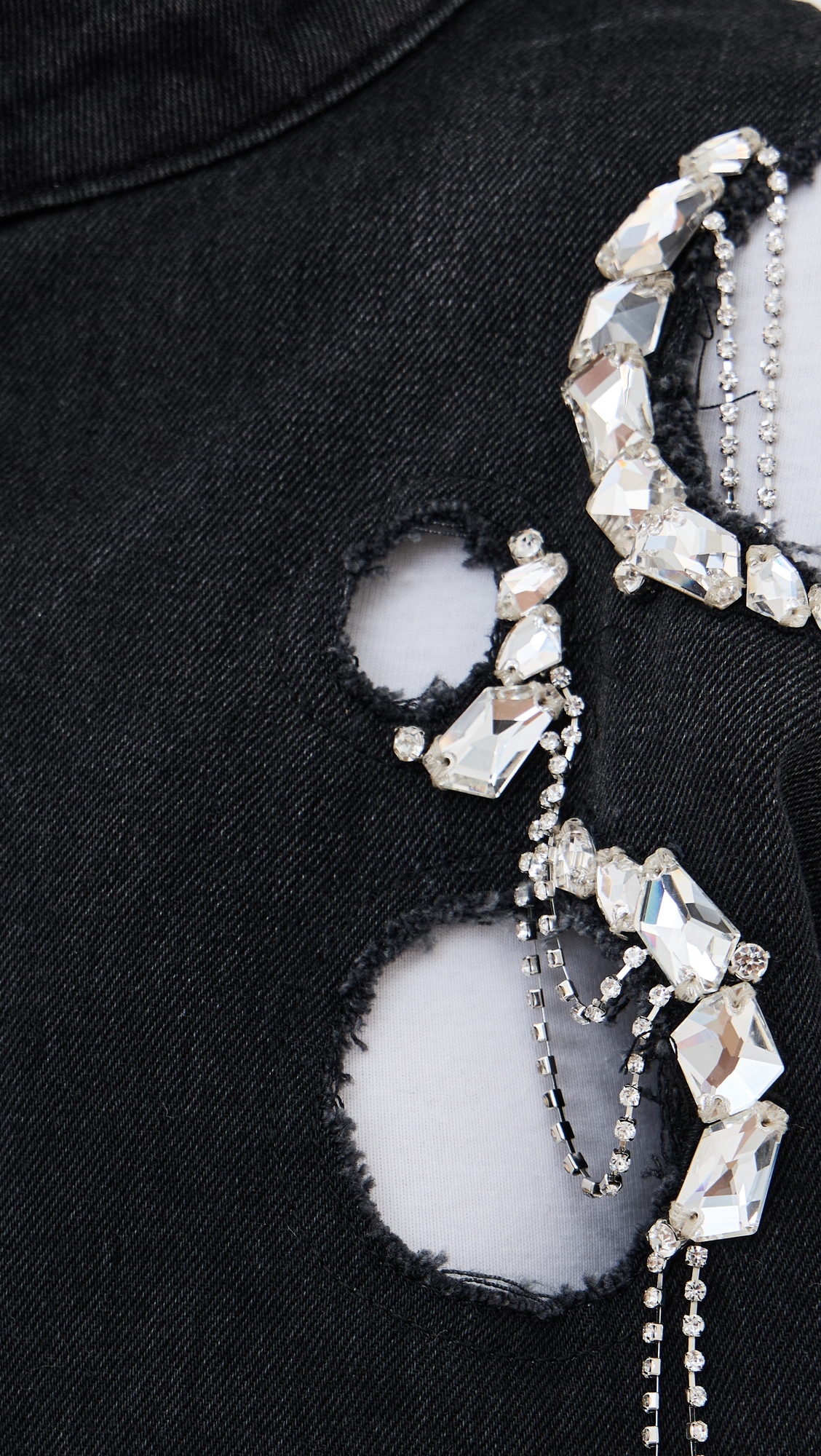 Area Crystal Chain Cutout Bomber Jacket thumbnail