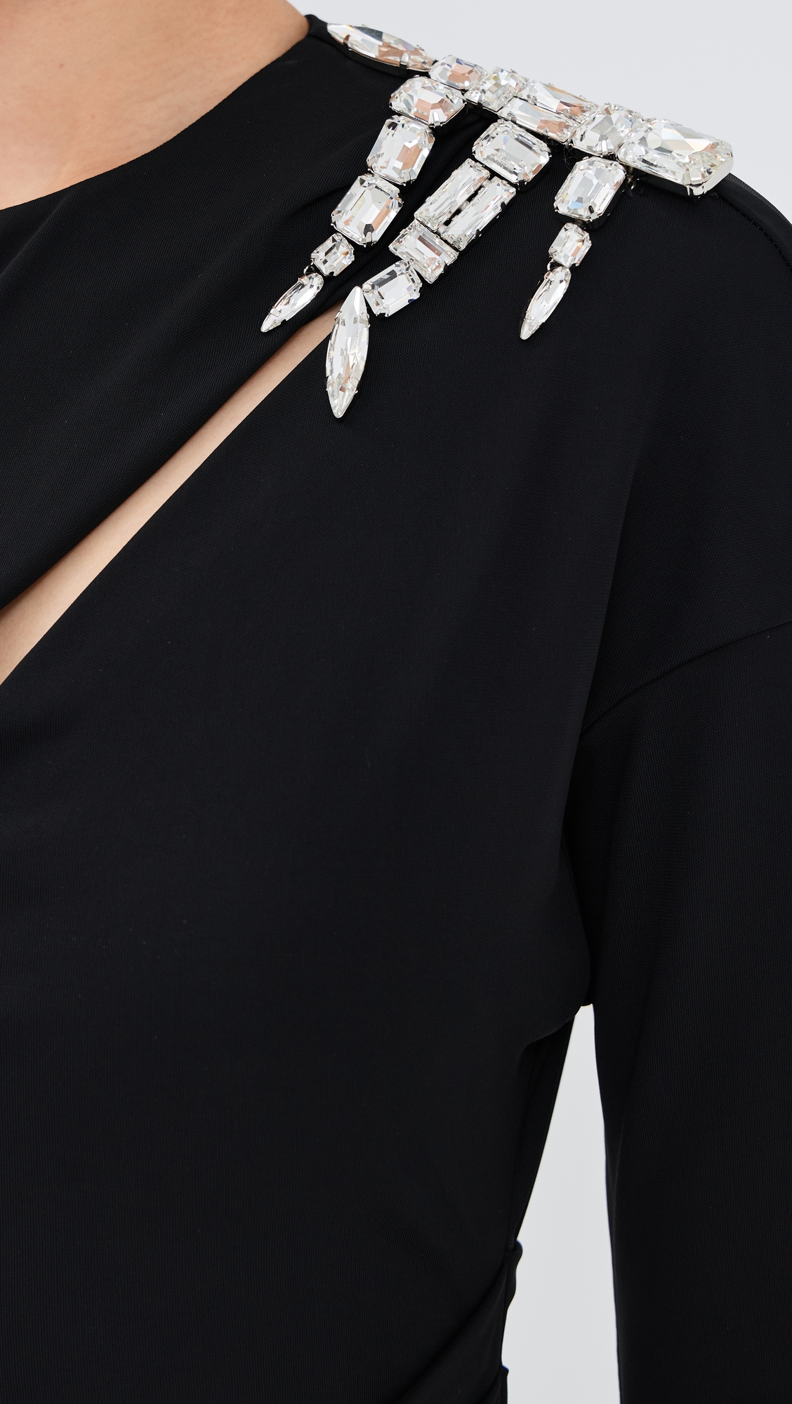 Area Crystal Cluster Draped Long Sleeve Mini Dress thumbnail