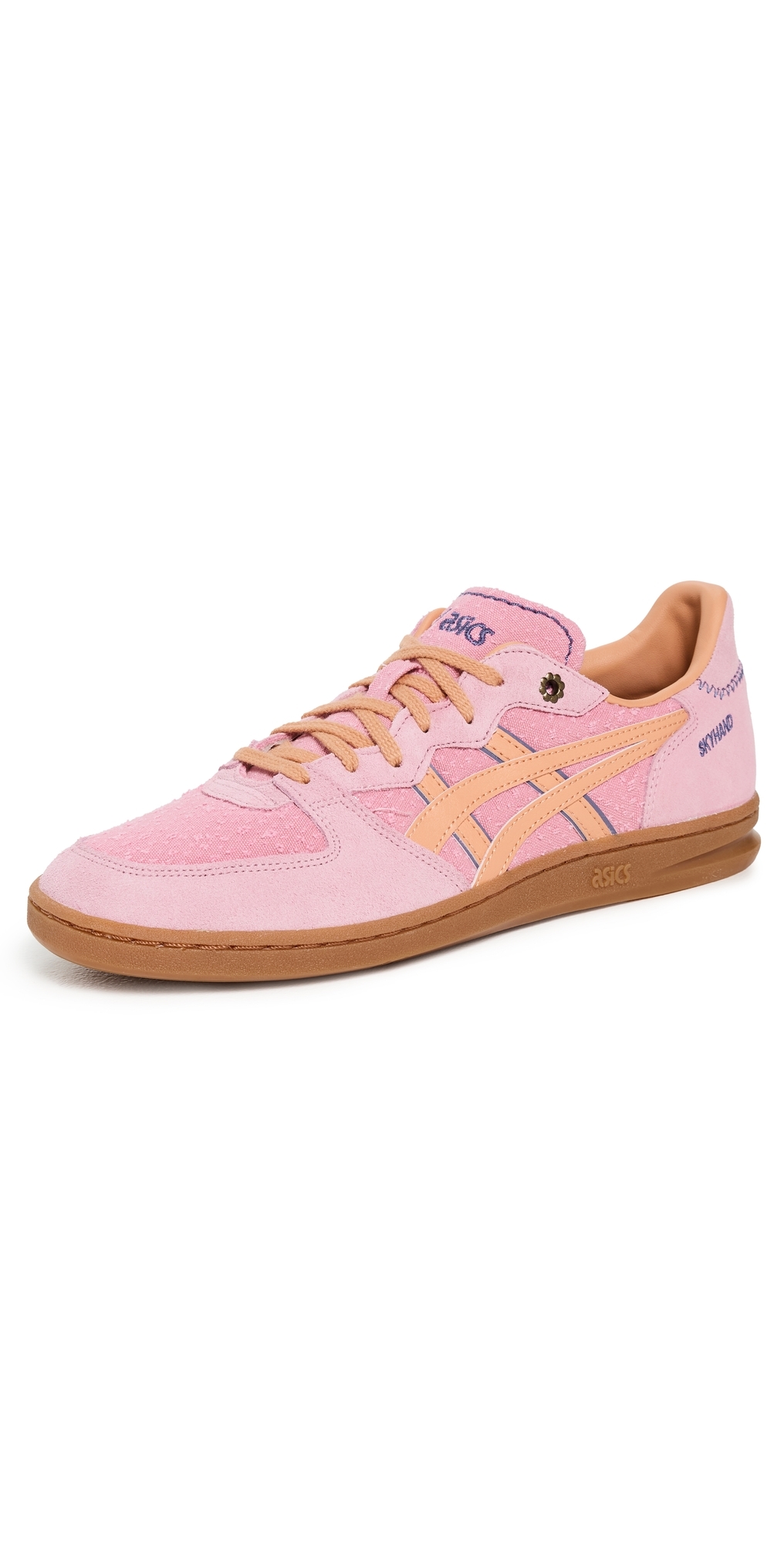 Asics Skyhand Og Embroidered-logo Suede Sneakers In Pink