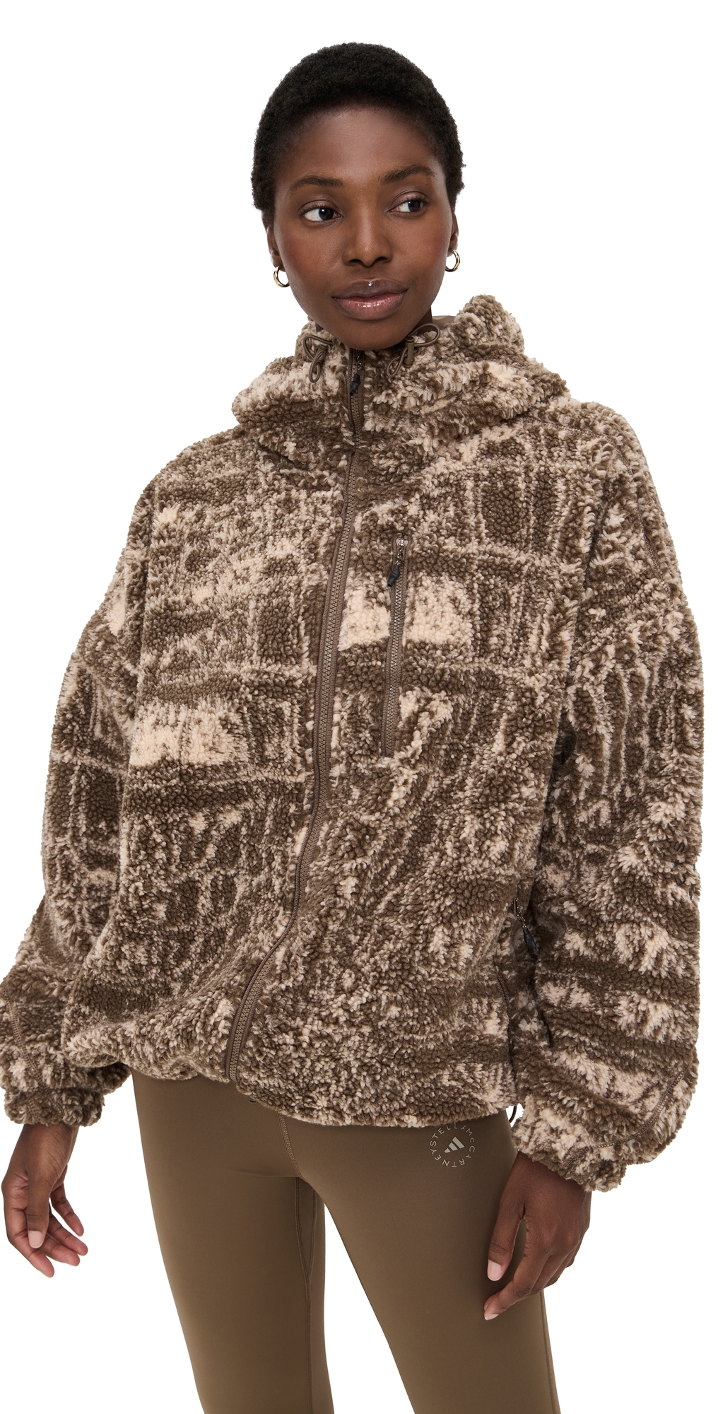 Adidas By Stella Mccartney Two-tone Polyester Fleece In Brown