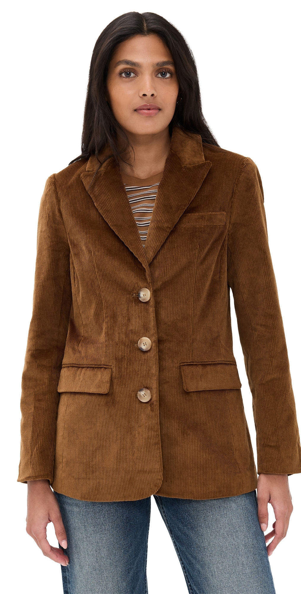 Astr Corduroy Boyfriend Blazer Camel In Brown