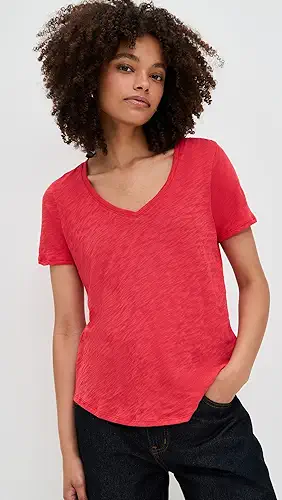 ATM Anthony Thomas Melillo Slub Jersey Classic V Neck Tee