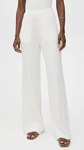 ATM Anthony Thomas Melillo Cotton Cashmere Ribbed Wide Leg Pants