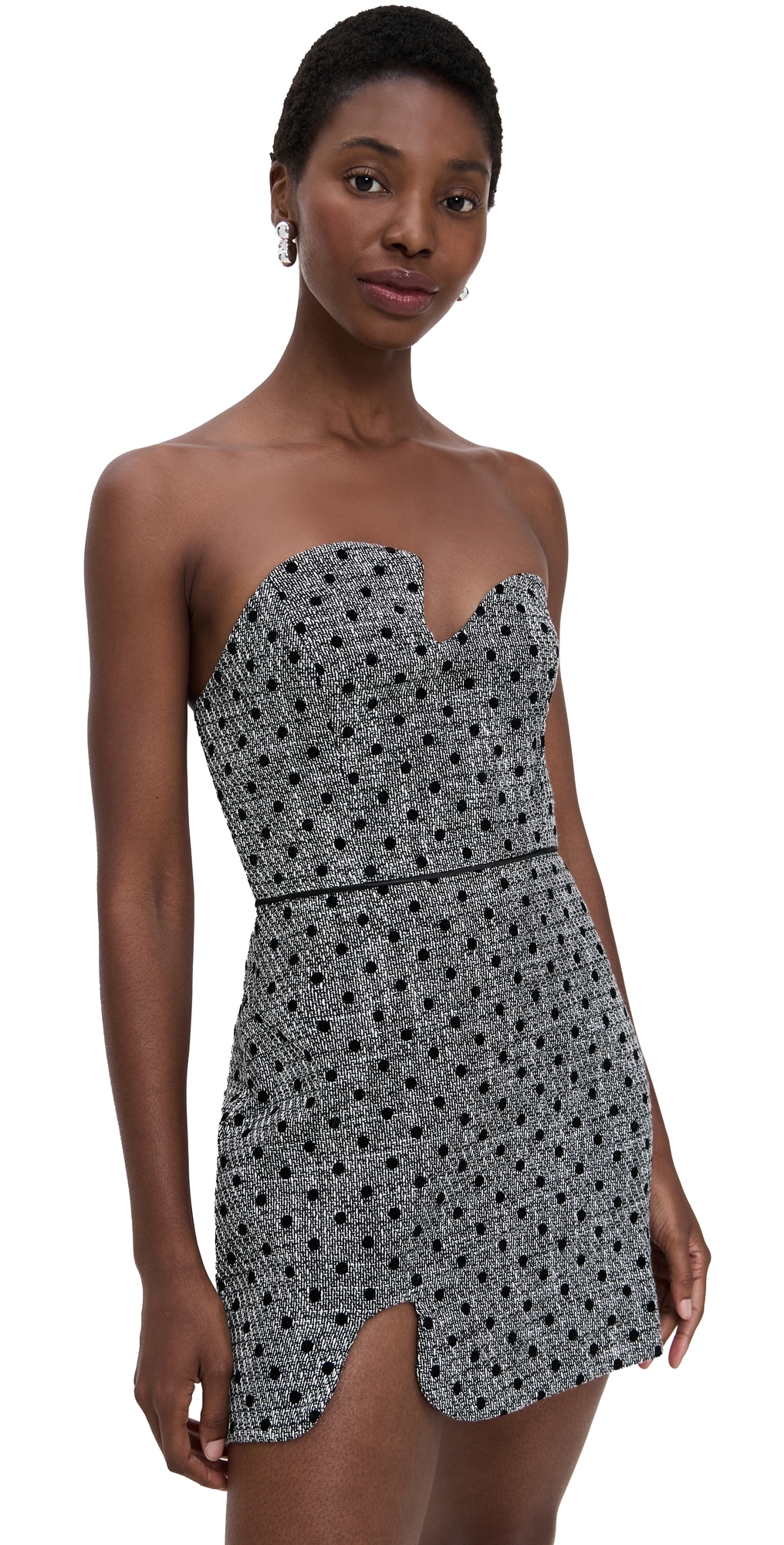Amanda Uprichard Puzzle Strapless Mini Dress Black White In Brown