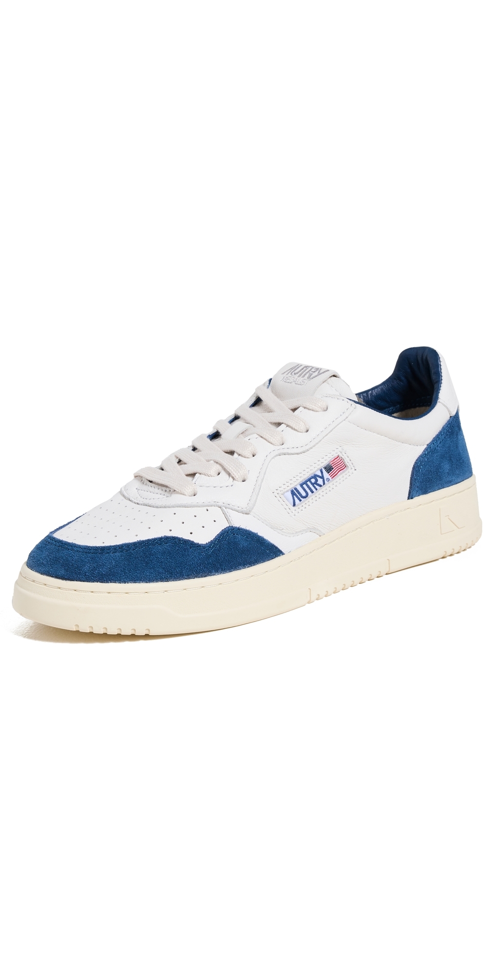 Autry Medalist Low Sneaker In Goat/suede Wht/capri