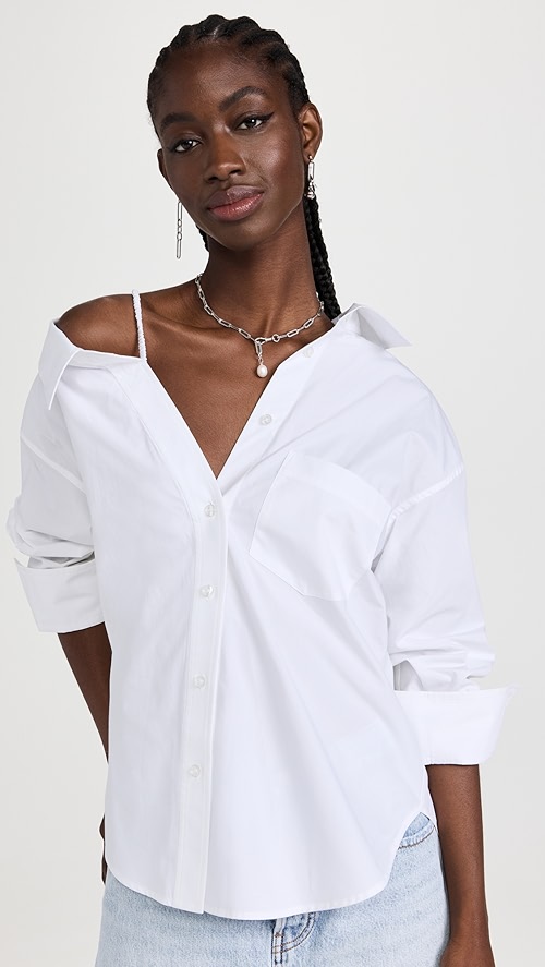 Off shoulder shirt with collar clearance