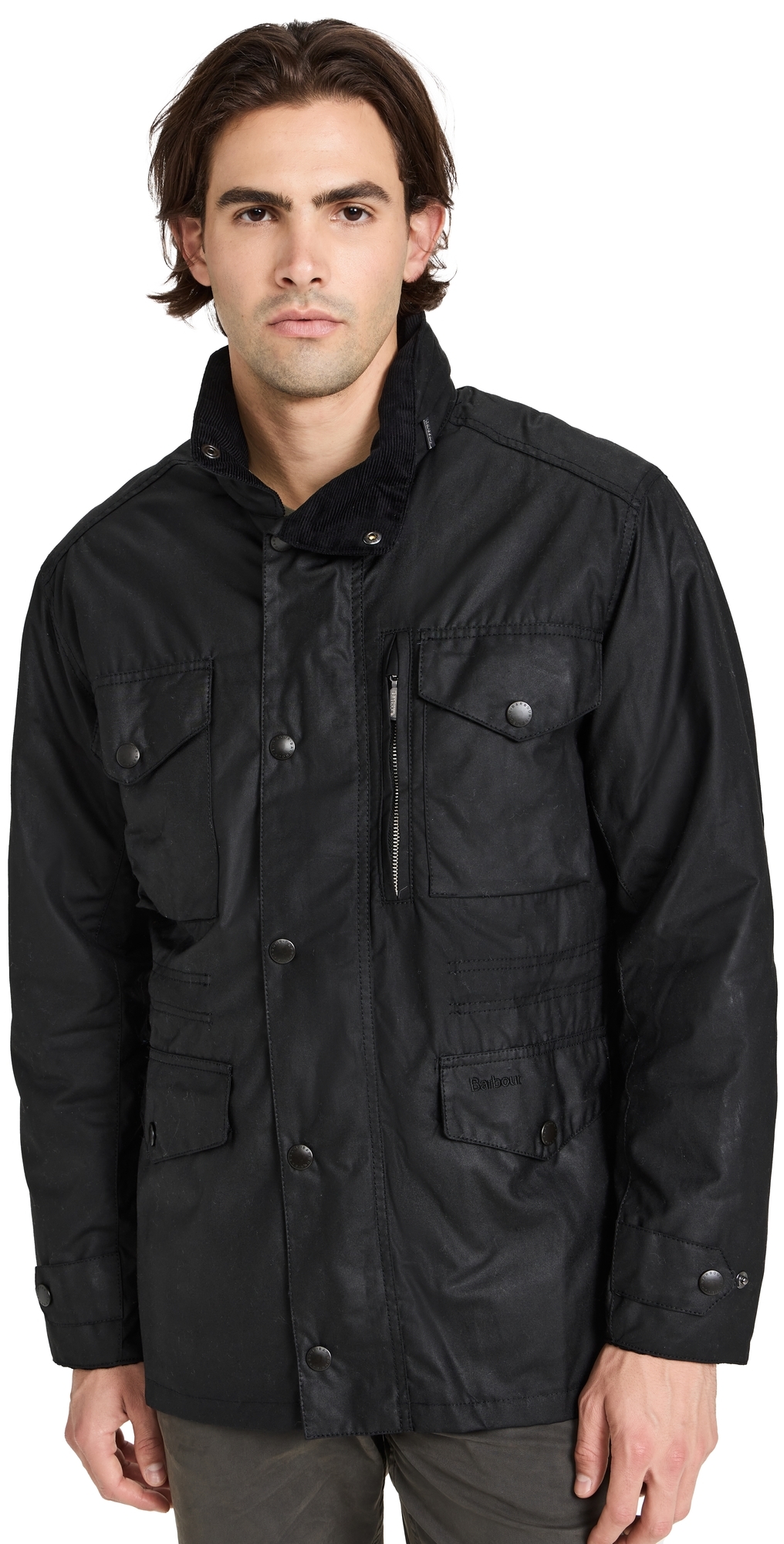 Barbour Winter Sapper Mens Wax Jacket In Black/classic