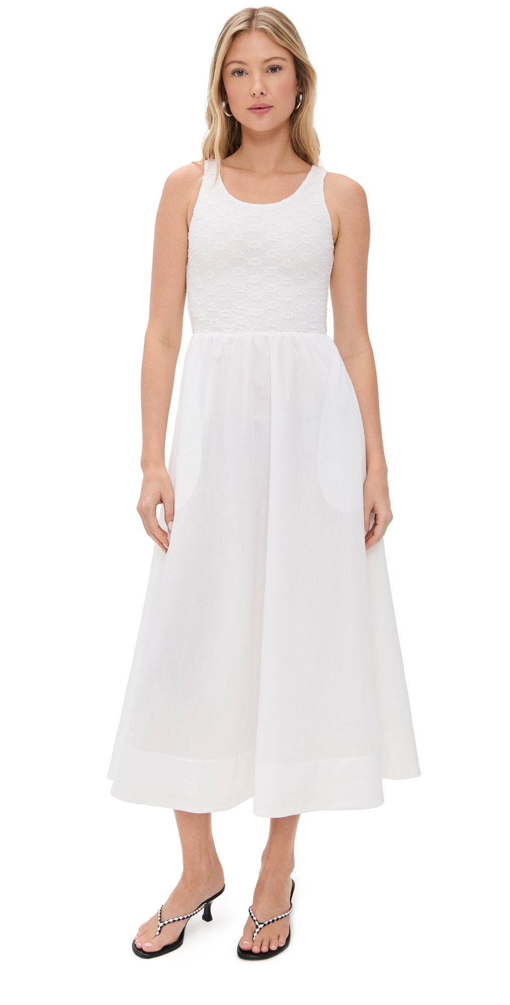 Bardot Bryony Lace Poplin Midi Dress Orchid Wht In Orchid Wht