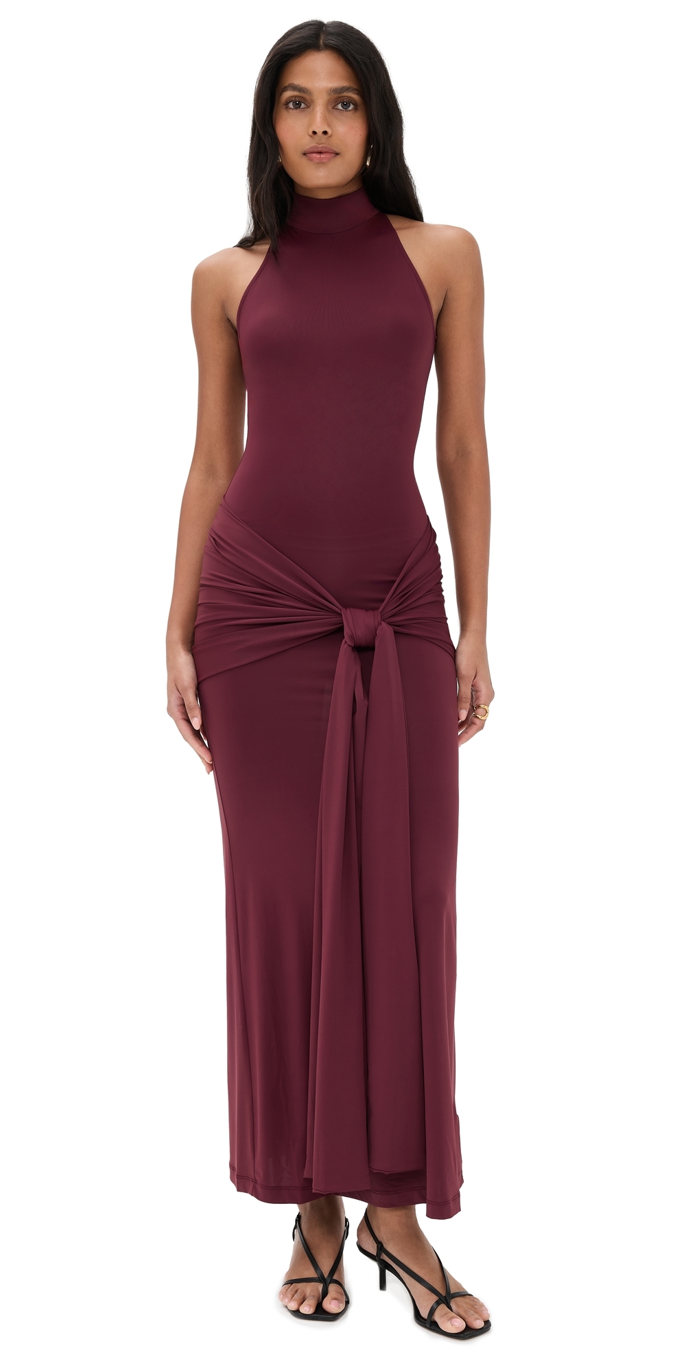 Bardot Isadora Maxi Tie Front Dress Deep Plum In Purple