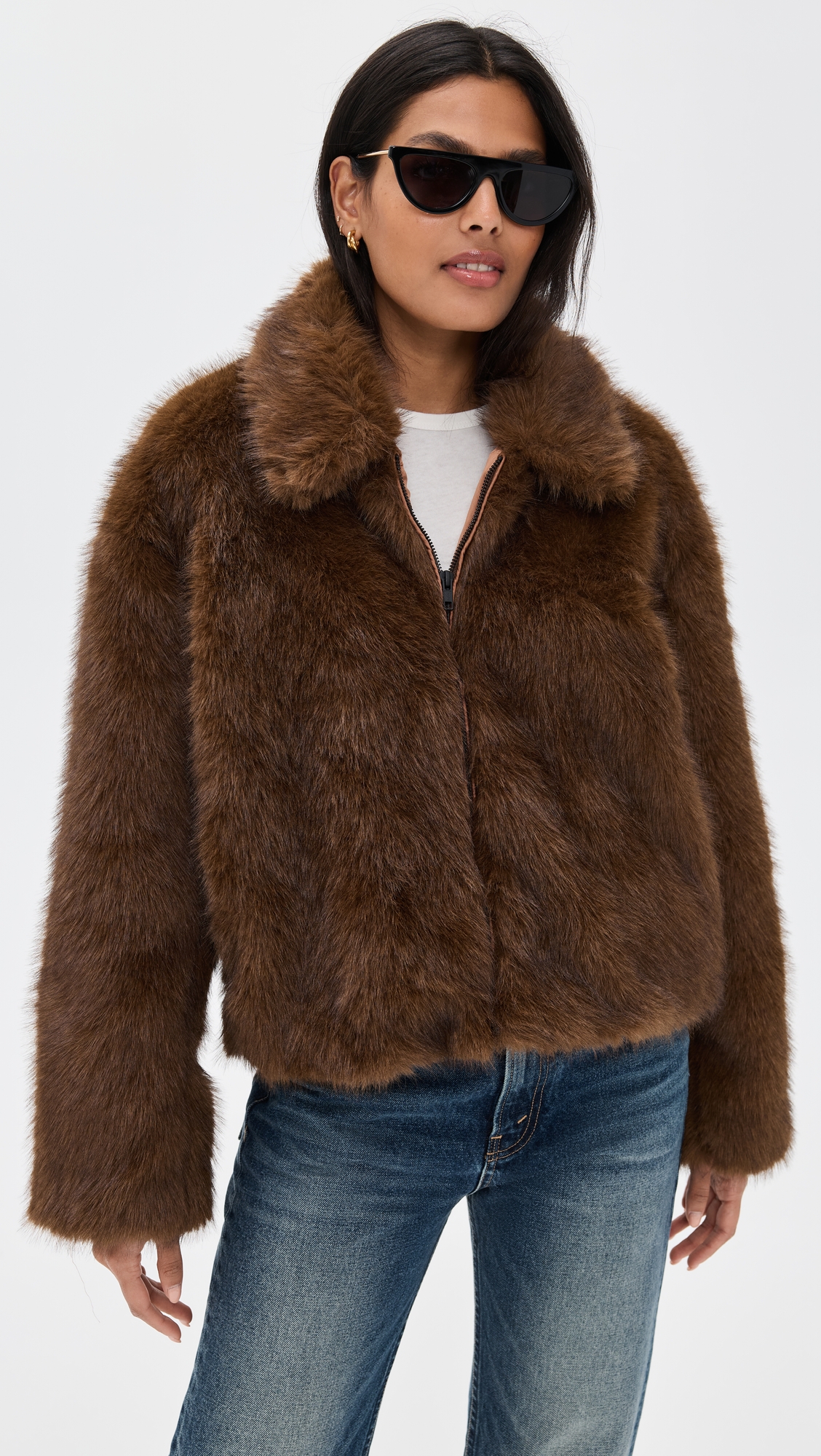 BARDOT Sylvie Zip Faux Fur Jacket