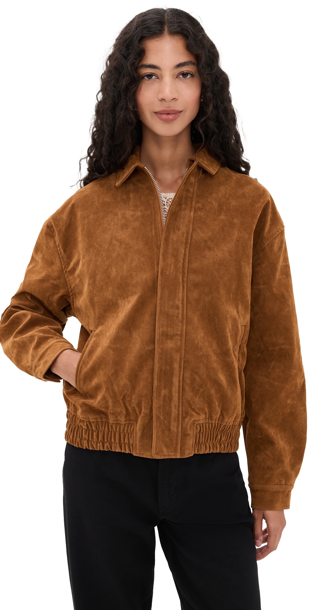 Bailey Rose Suede Jacket Camel In Brown
