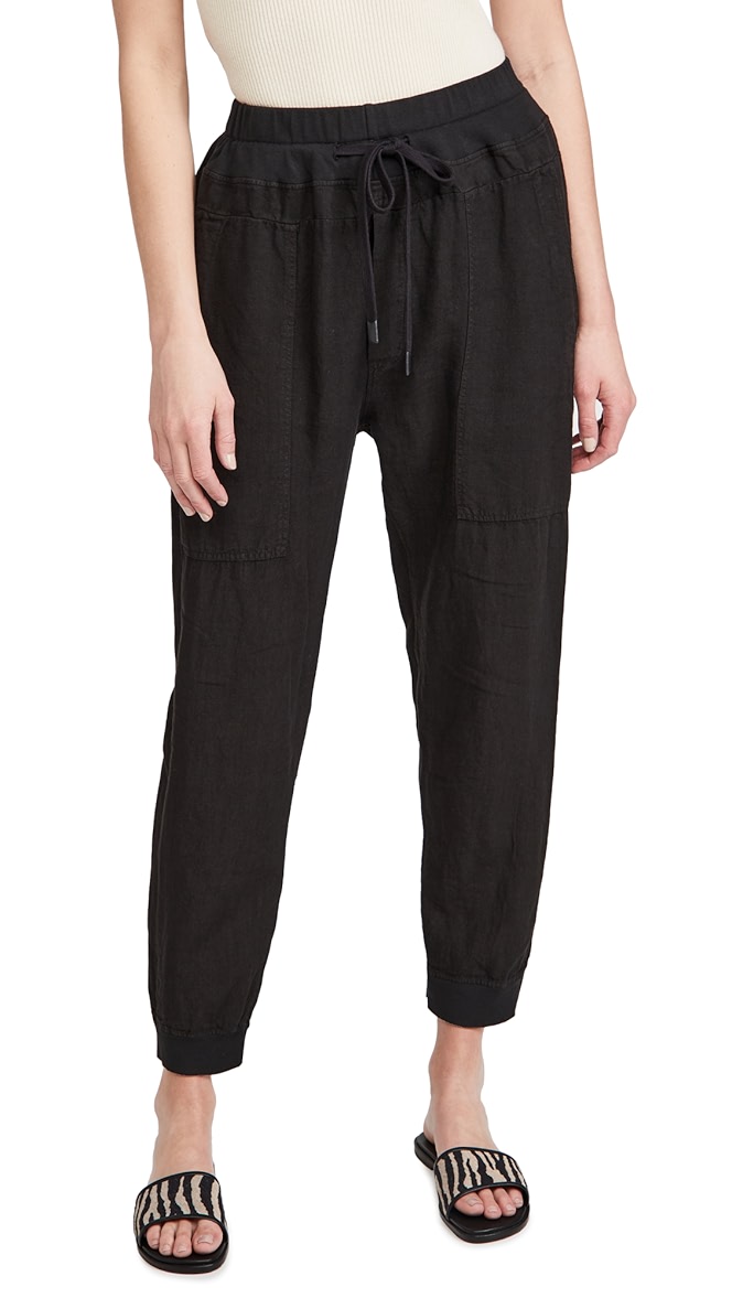 Bassike utility linen rib cuff pant clearance