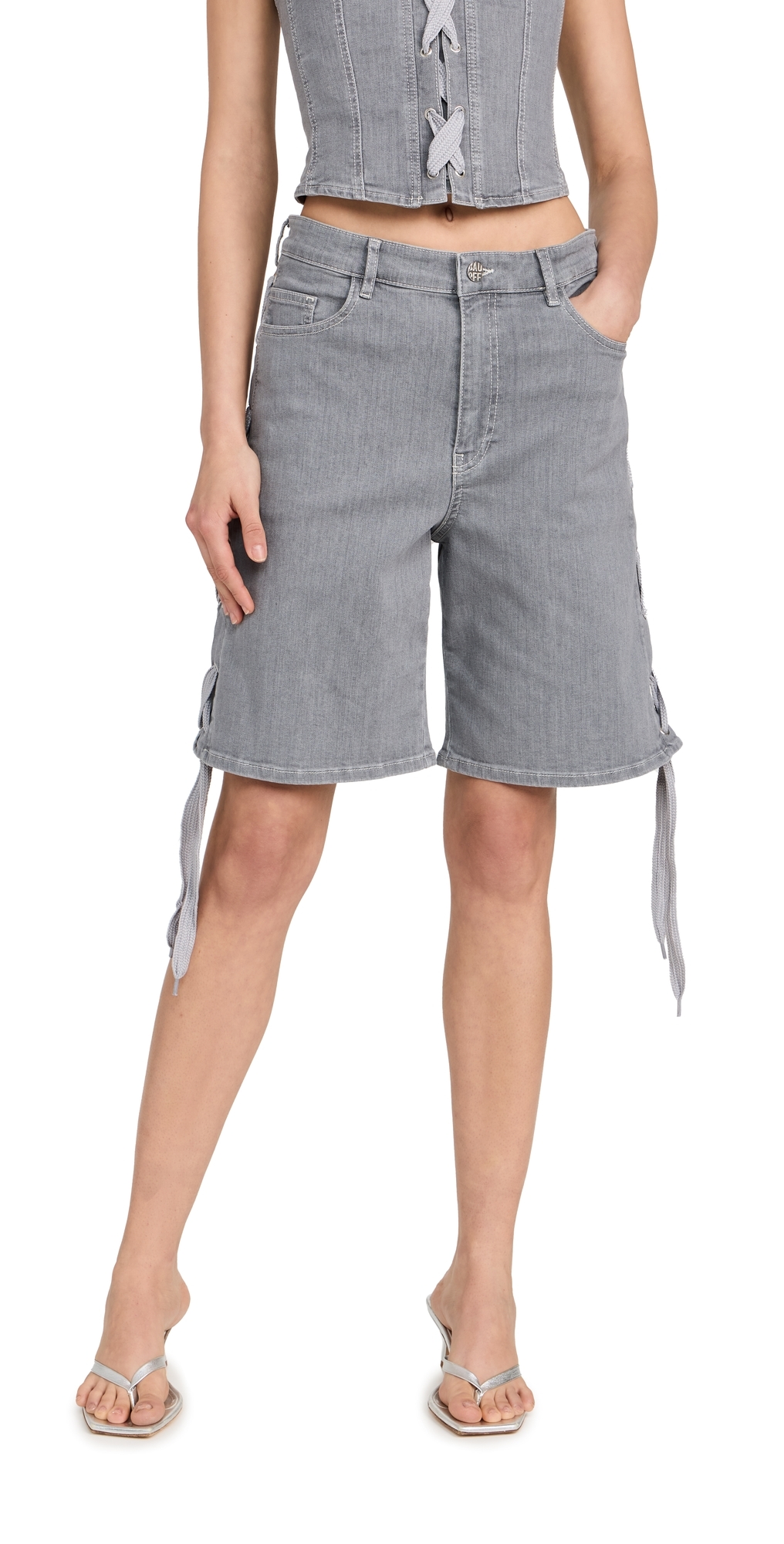 Baum Und Pferdgarten Neo Shorts Grey Worn Out Denim In Grey Worn Out Denim