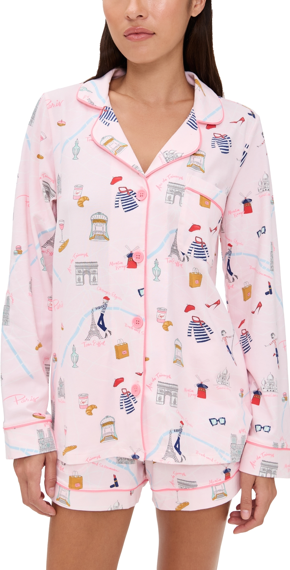 Bedhead Pjs Long Sleeve Cotton Knit Boxer Pj Set 48 Hrs In Paris In Pink