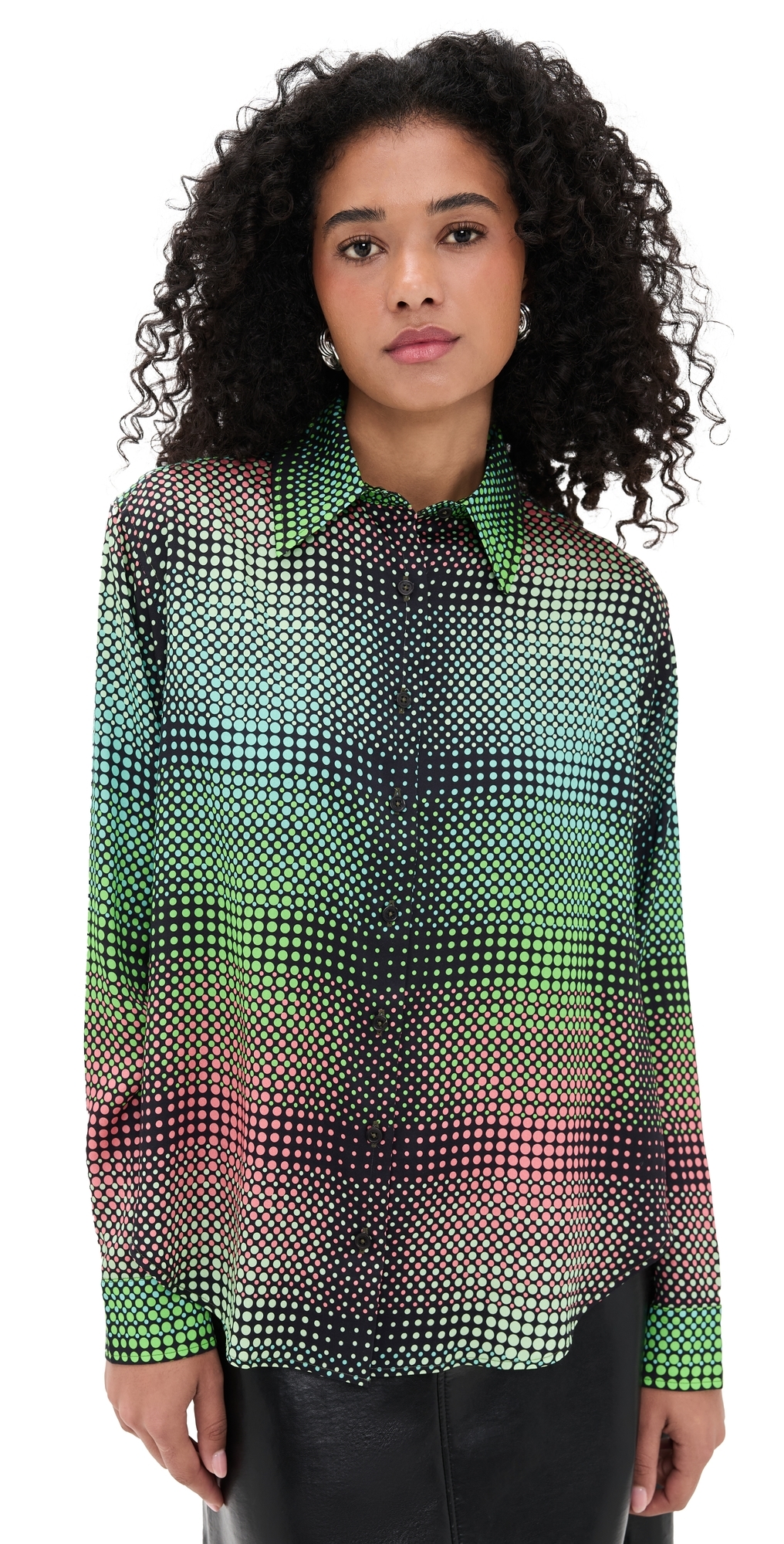 Bruceglen Seaglass Dot Gradient Button Up Blouse Seaglass Dot Gradient In Multi