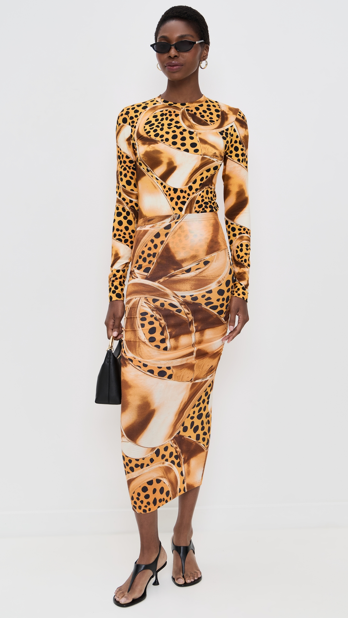 BruceGlen Cheetah Dot Python Knit Maxi Skirt