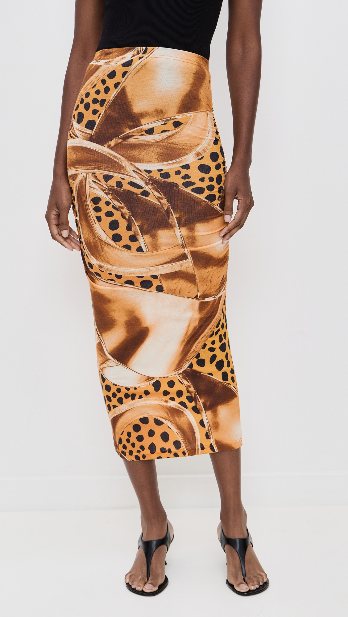 BruceGlen Cheetah Dot Python Knit Maxi Skirt thumbnail