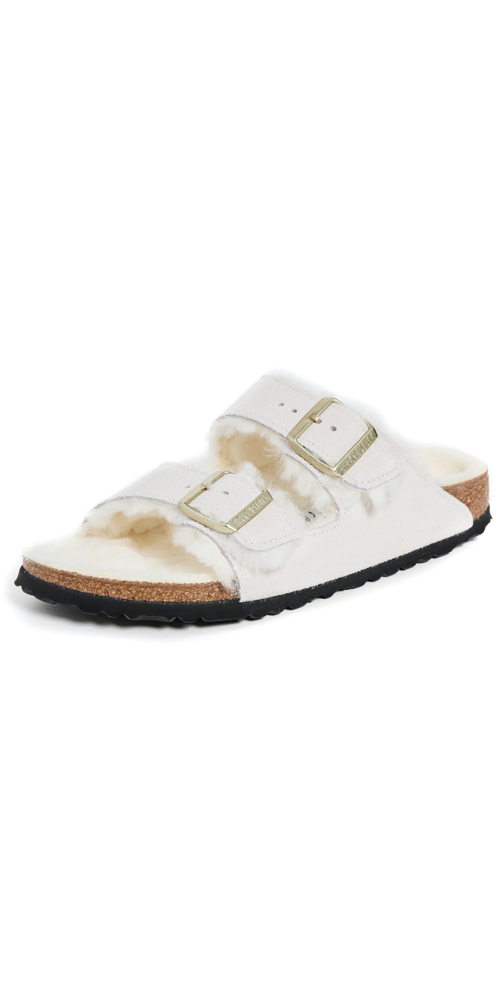 Birkenstock Arizona Shearling-lined Leather Sandals In White