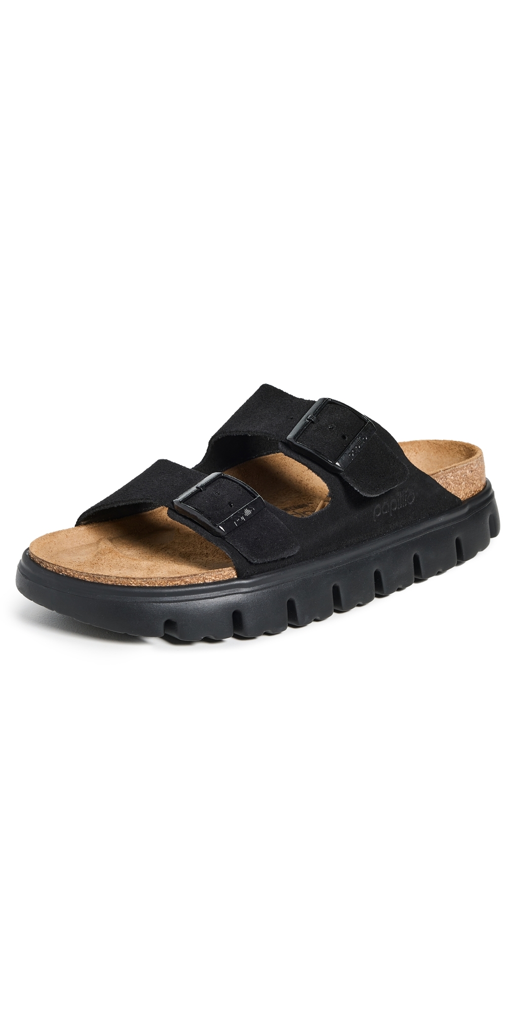 Birkenstock Black Narrow Papillio Arizona Platform Sandals In Black