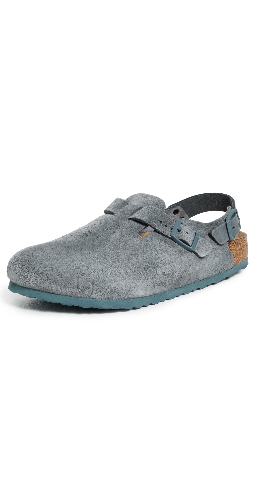 Birkenstock Dark Grey Suede Boston Slippers In Gray