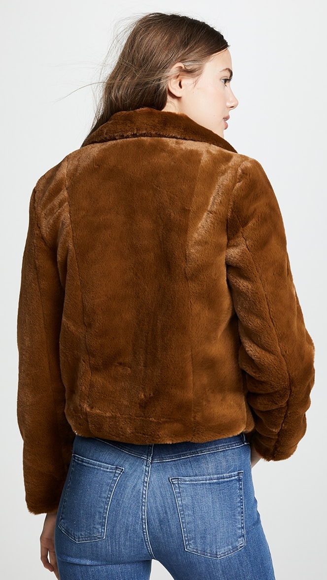 Blank denim cropped faux fur jacket clearance