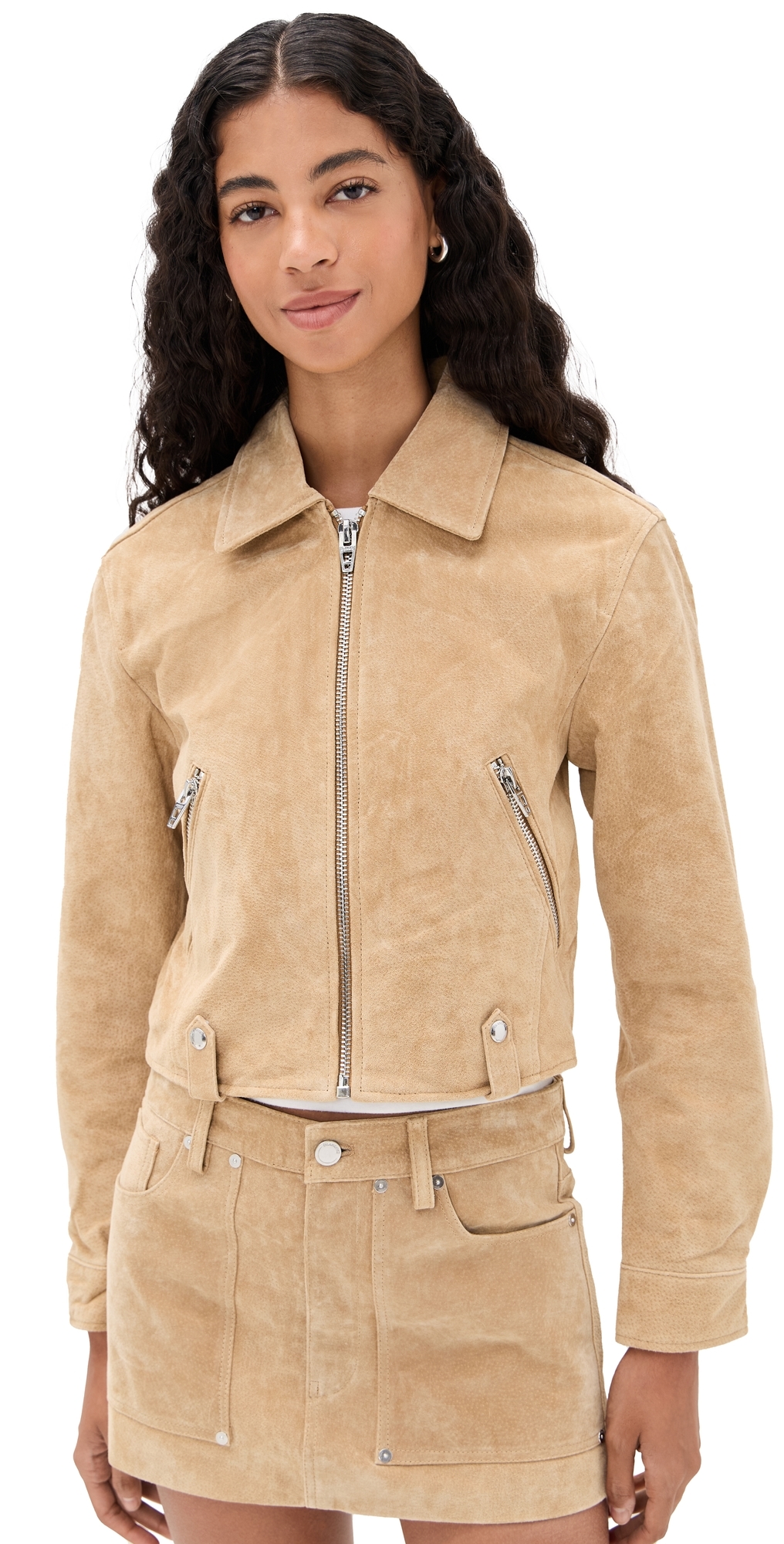 Blanknyc Cinnamon Crunch Jacket Camel Suede In Brown