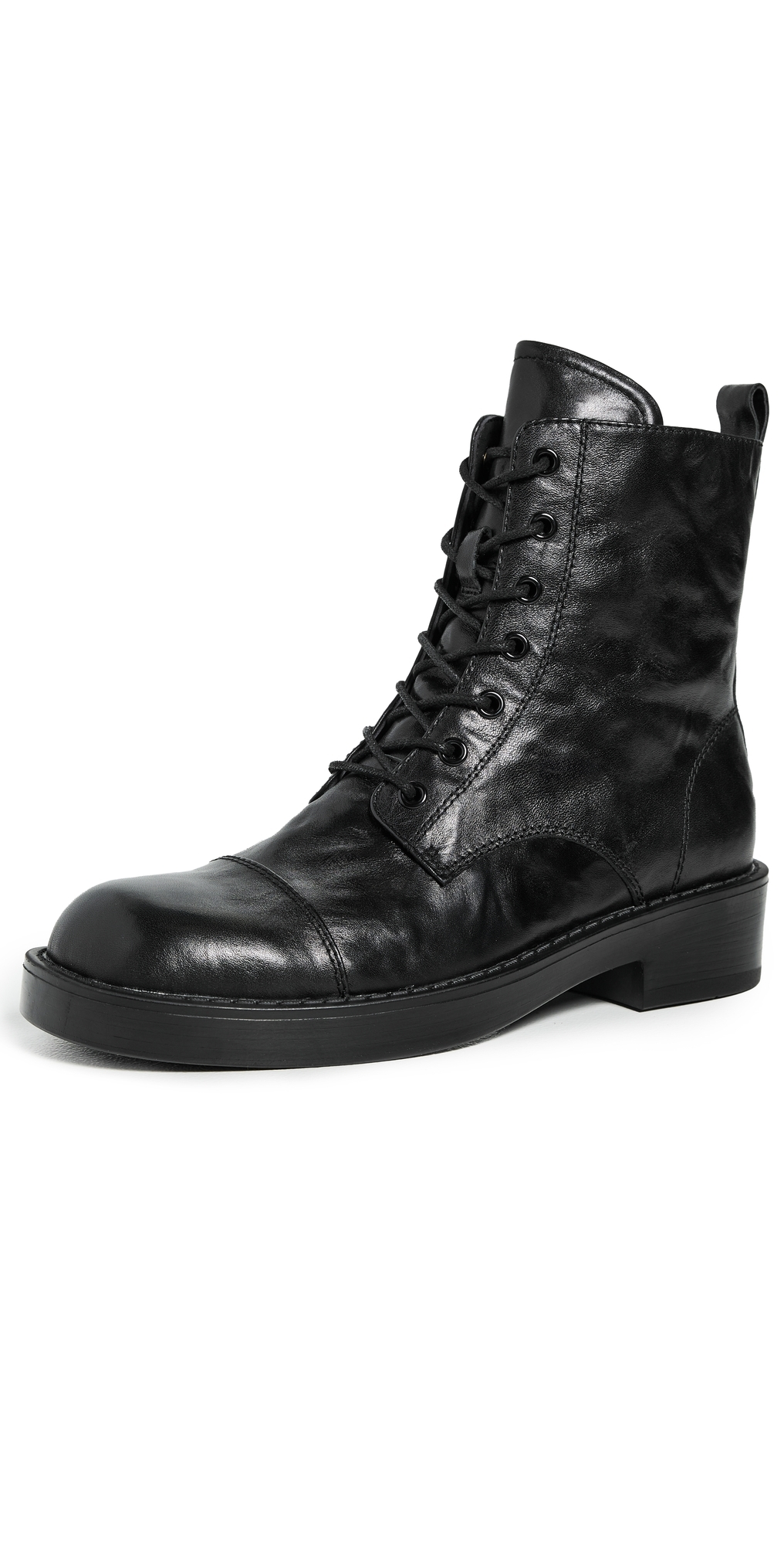 Black Suede Studio Blake Boots Black Wrinkled Distressed Leather In Black