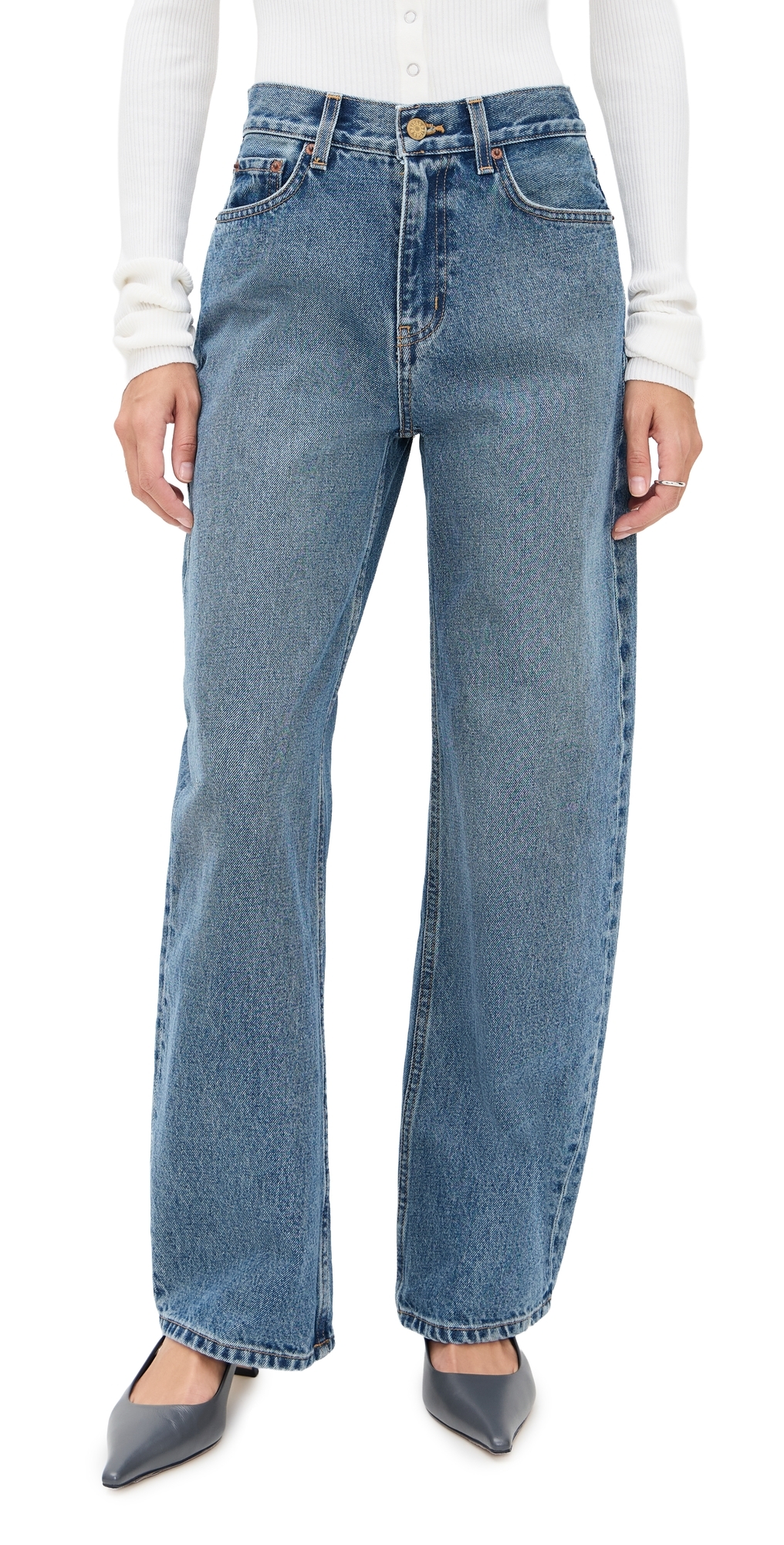 B Sides Leroy Mid Relaxed Bow Jeans Merce Sunfade In Blue