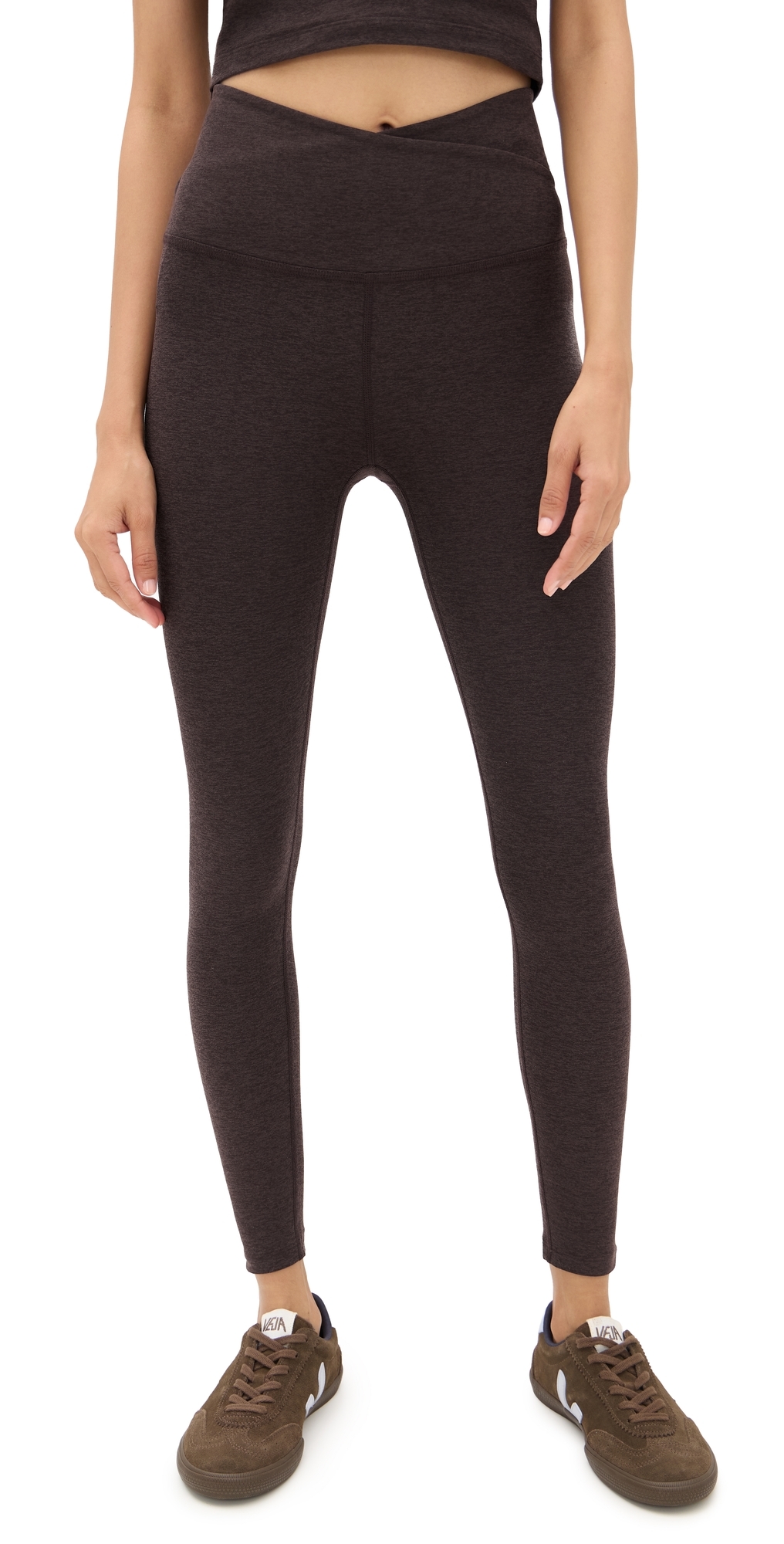 Beyond Yoga Spacedye At Your Leisure High Waist Midi Leggings Dark Chocolate Heather In Brown