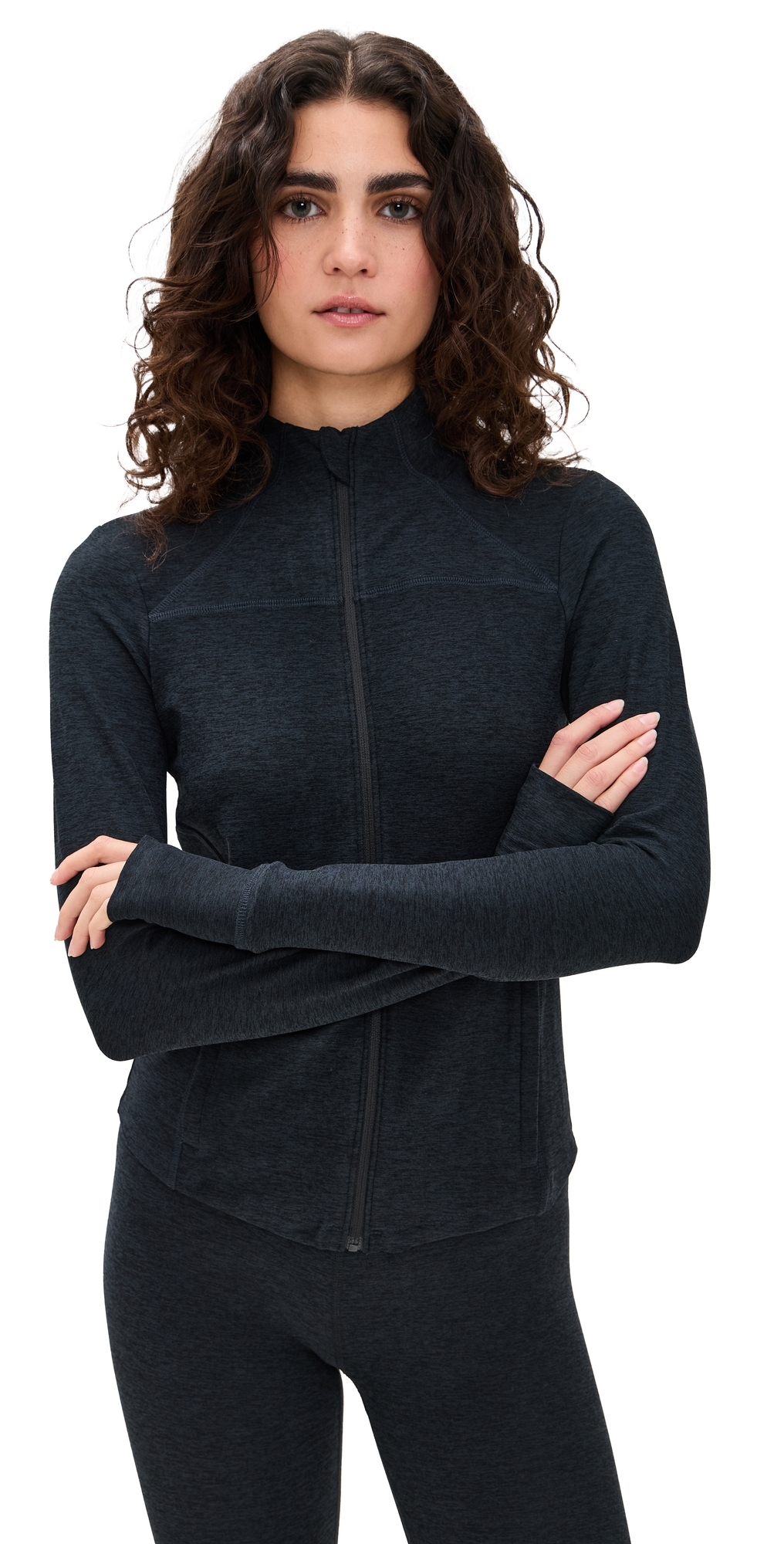 Beyond Yoga Spacedye Trails Active Jacket Darkest Night In Blue