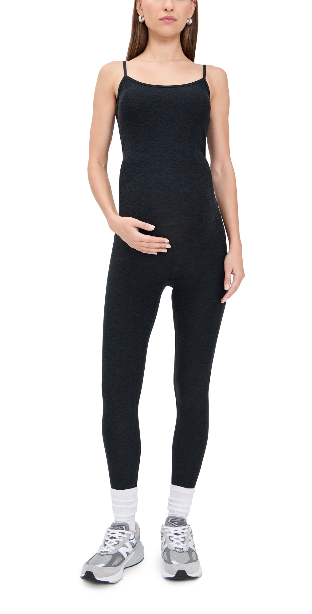 Beyond Yoga Spacedye Uplevel Maternity Jumpsuit Darkest Night In Black