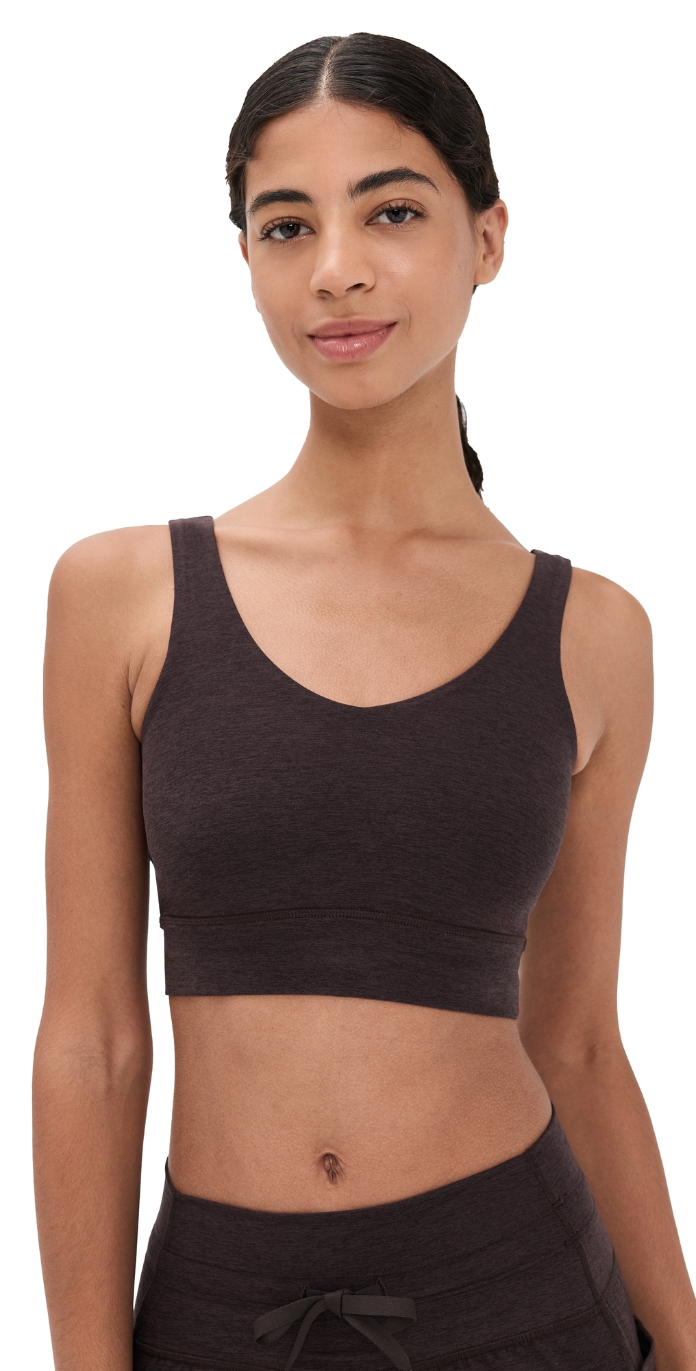 Beyond Yoga Spacedye Good Day Long Line Bra Dark Chocolate Heather