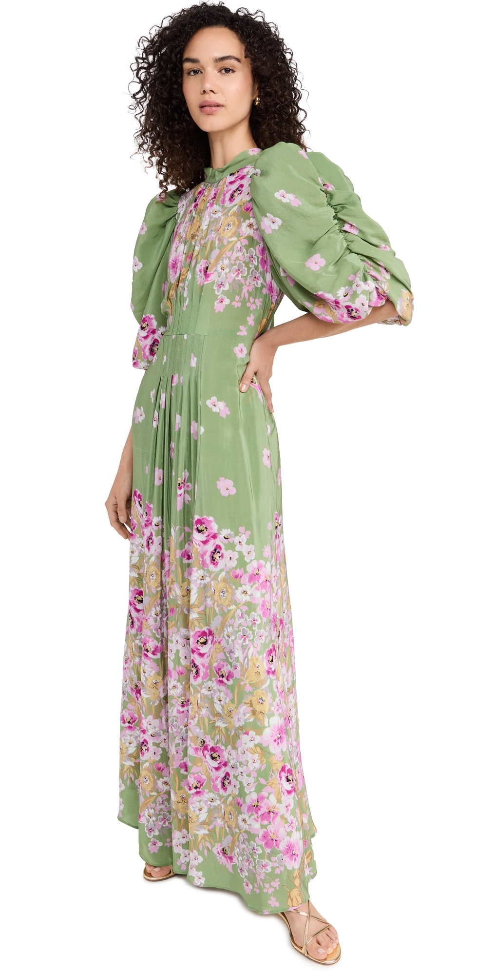 Bytimo Crepe Tie Back Gown Green Field In Green Field