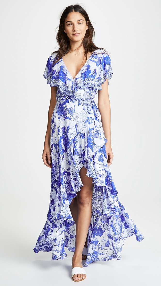 Frill sleeve maxi dress clearance