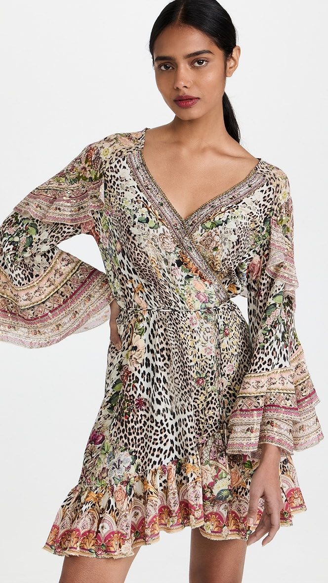 black short wrap dress