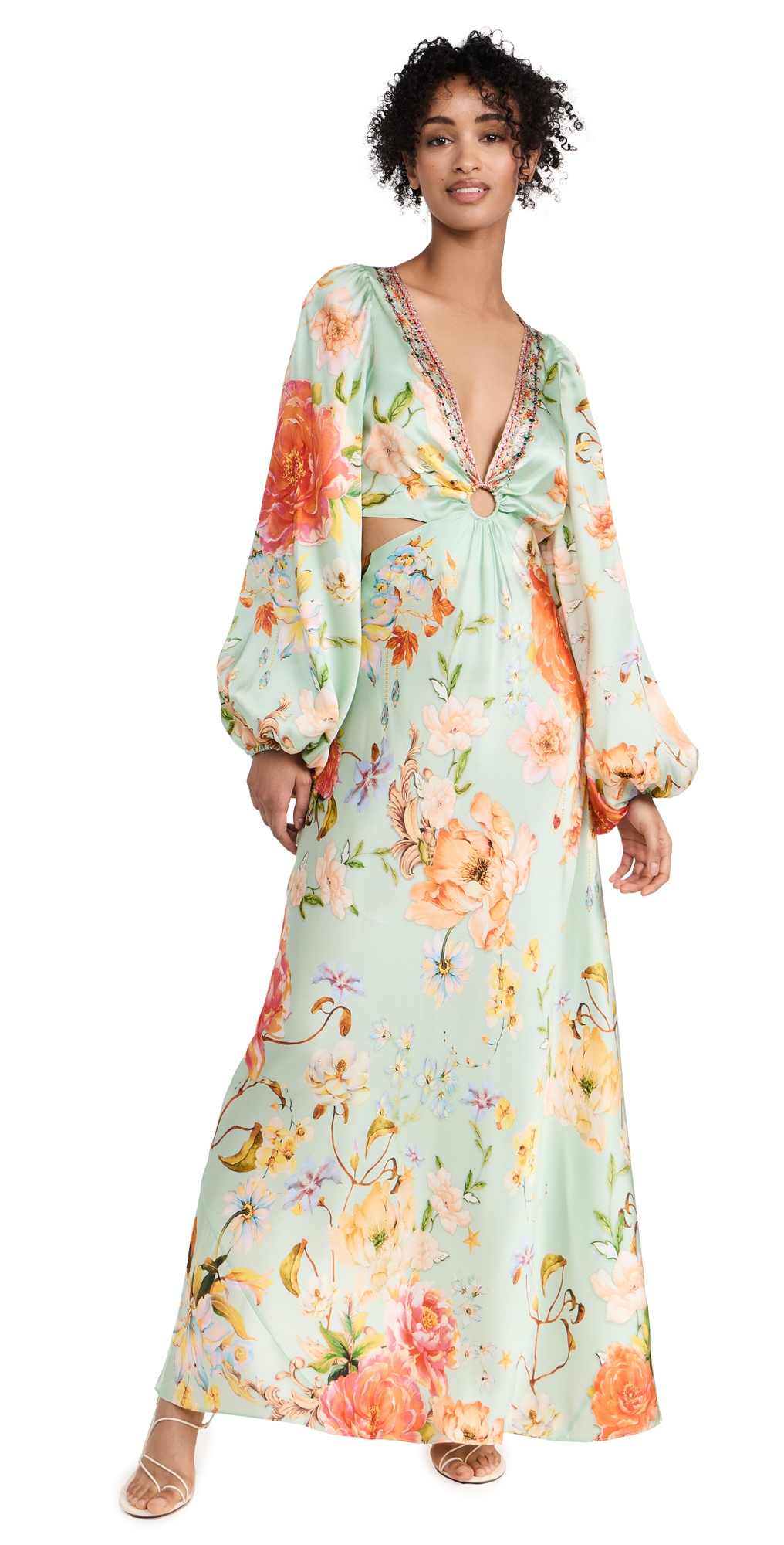 Camilla Floral-print Cut-out Dress In Talk The Walk