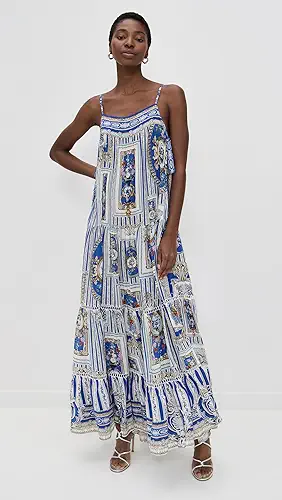 Camilla Long Tiered Dress with Bow Ties