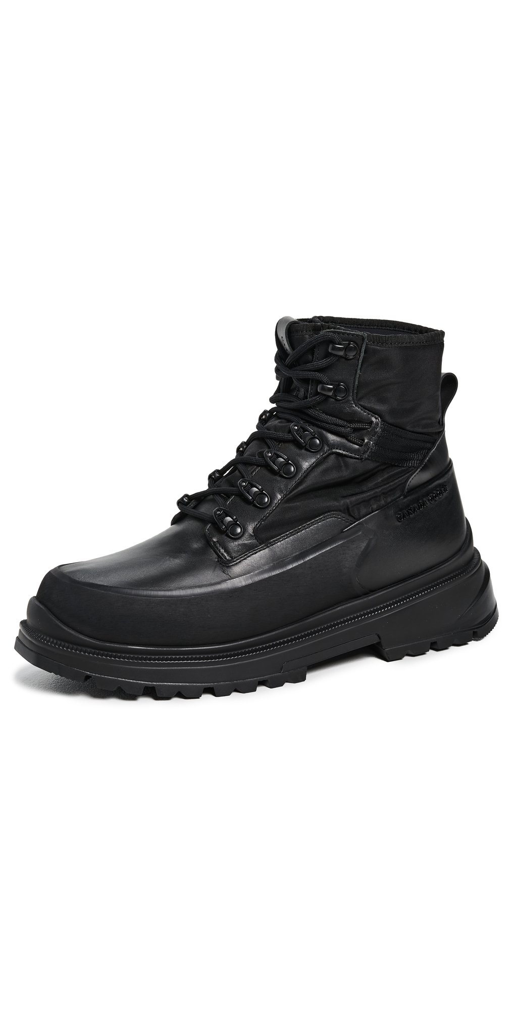 Canada Goose Keystone Rubber-trimmed Leather And Twill Boots In Black