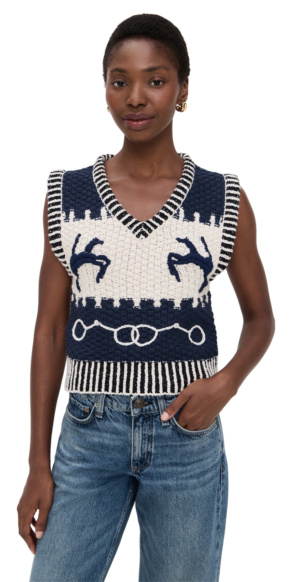 Carolina K Fox Vest Navy In Blue