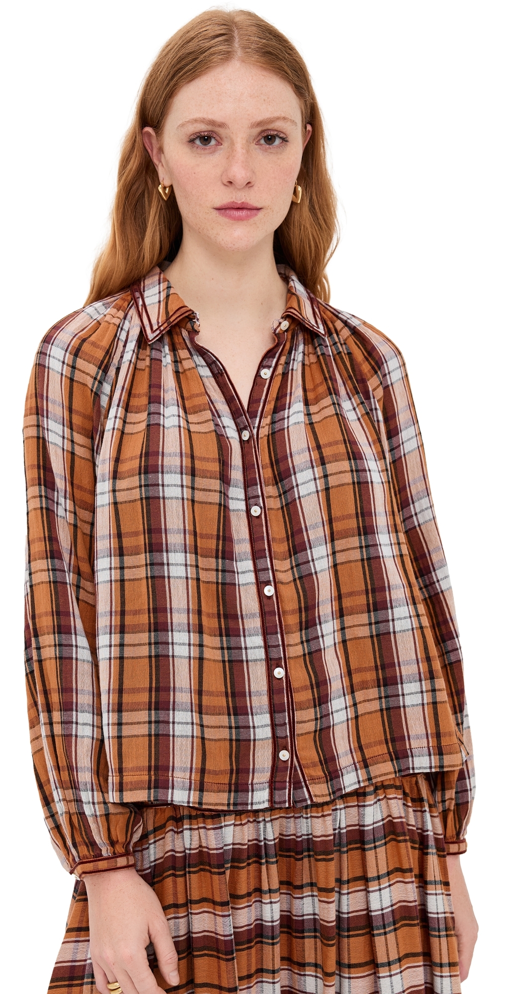 Carolina K Brisa Shirt Brown Plaid In Brown