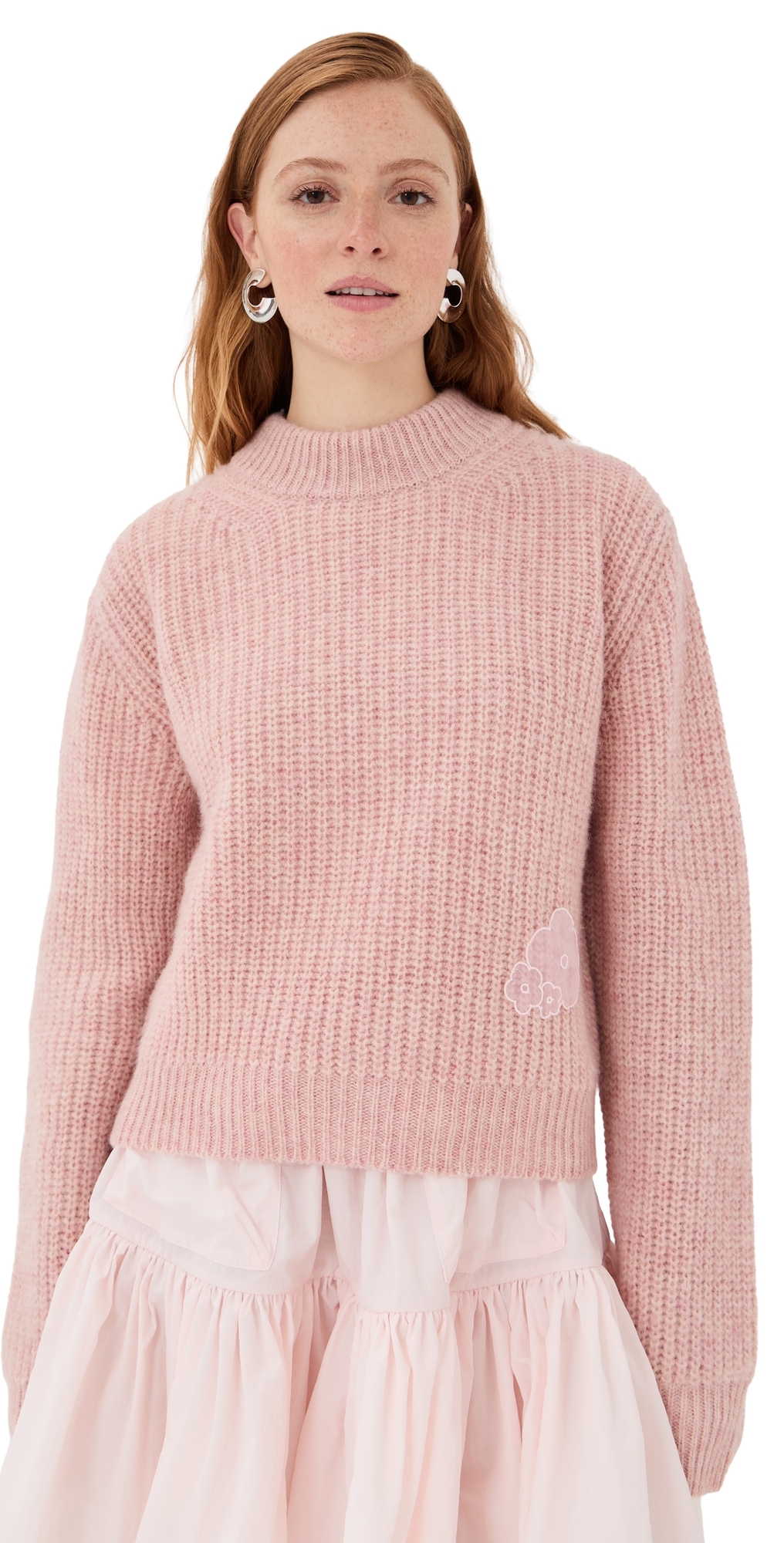 Cecilie Bahnsen Bega Pullover Fisherman Knit Soft Pink In Pink