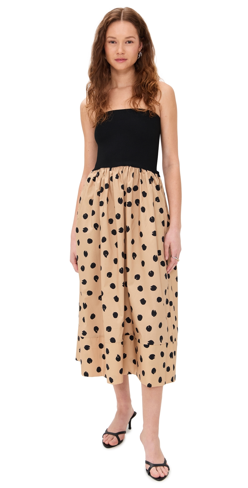 Cara Cara Cynthia Strapless Spot-print Dress In Black