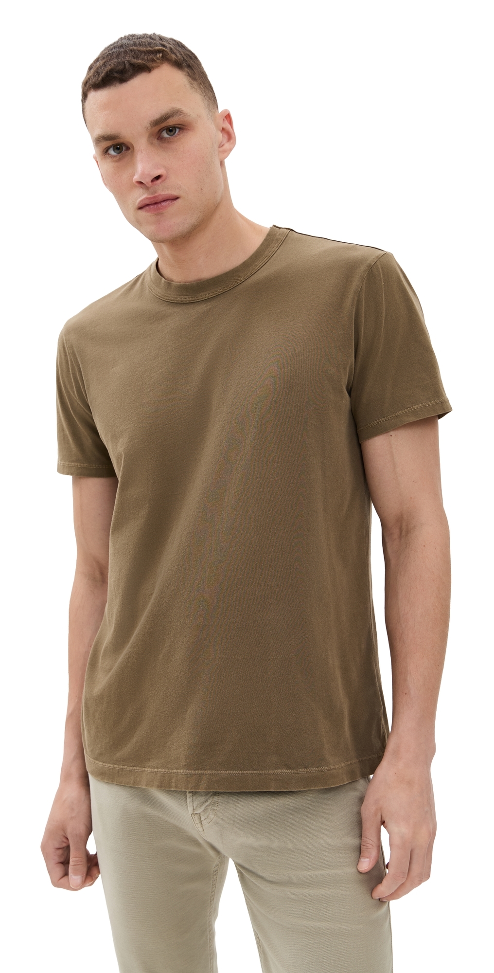 Citizen Of Humanity Everyday Cotton Tee Dark Khaki In Green