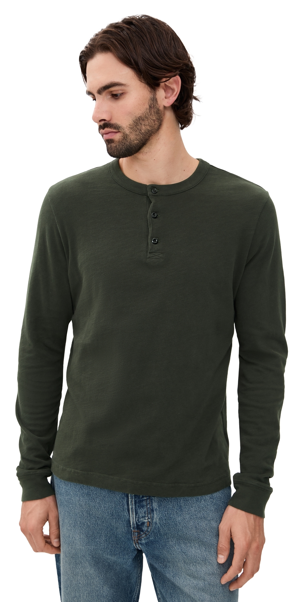 Citizen Of Humanity Three Button Henley Forrest In Green