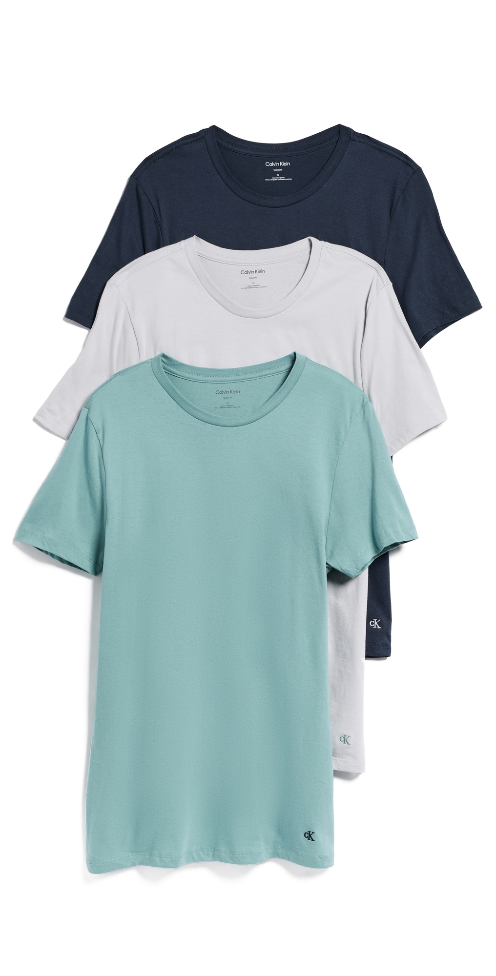 Calvin Klein Underwear Cotton Classics Crew Neck T-shirt 3 Pack Micro Chip/zoni Beach/ink In Multi