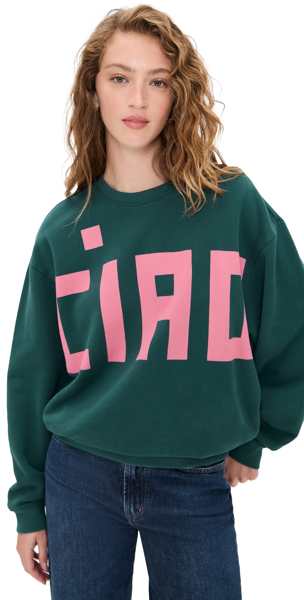 Clare V Oversized Sweatshirt Deep Pine In Green