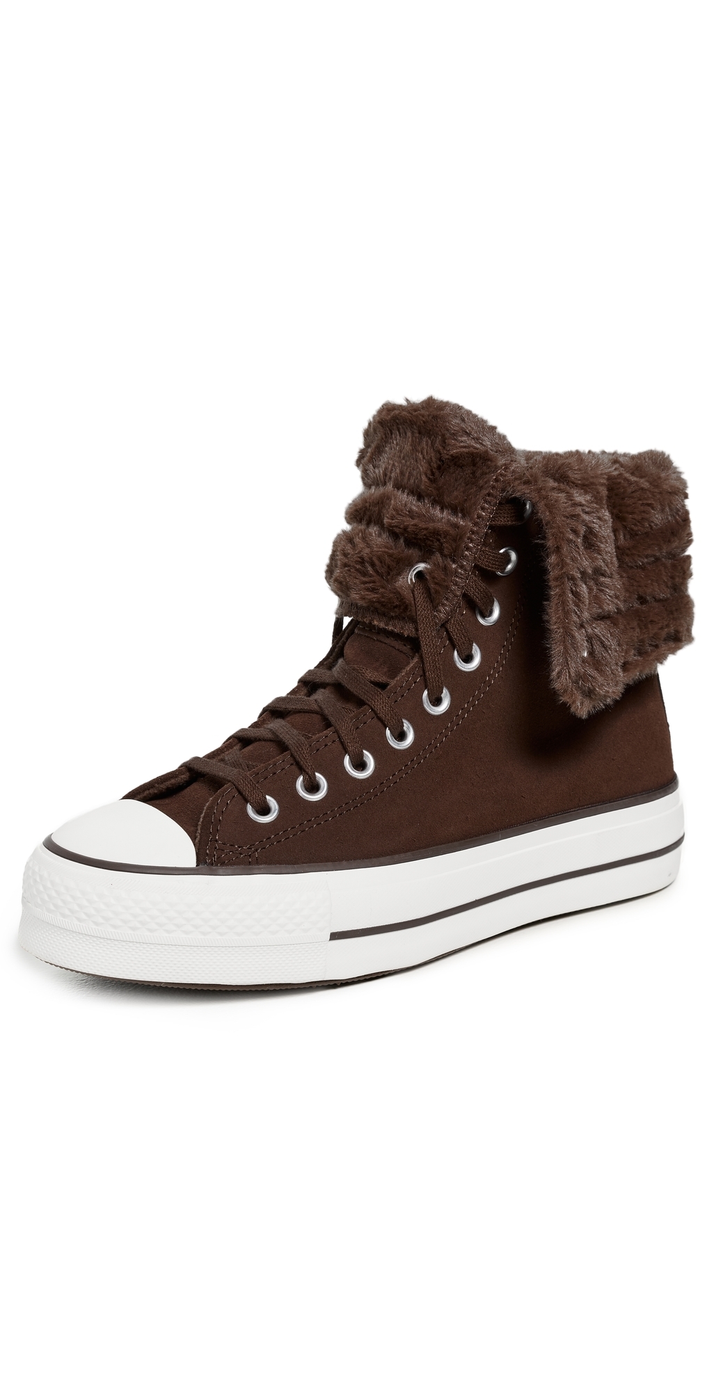 Converse Chuck Taylor All Star Fold-over Lift Platform Sneakers Totally Fudged/egret In Brown